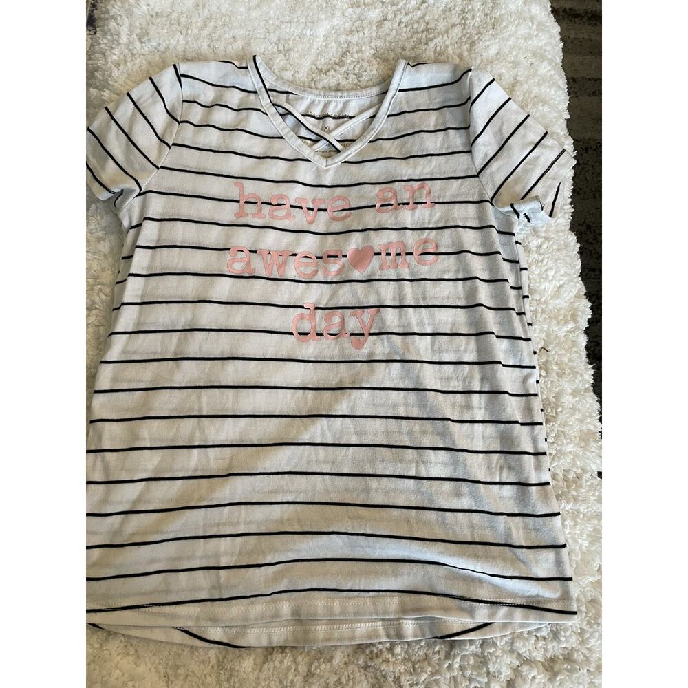Grayson Social girls sz. XL striped “ have an awesome day” tee. cute, fun